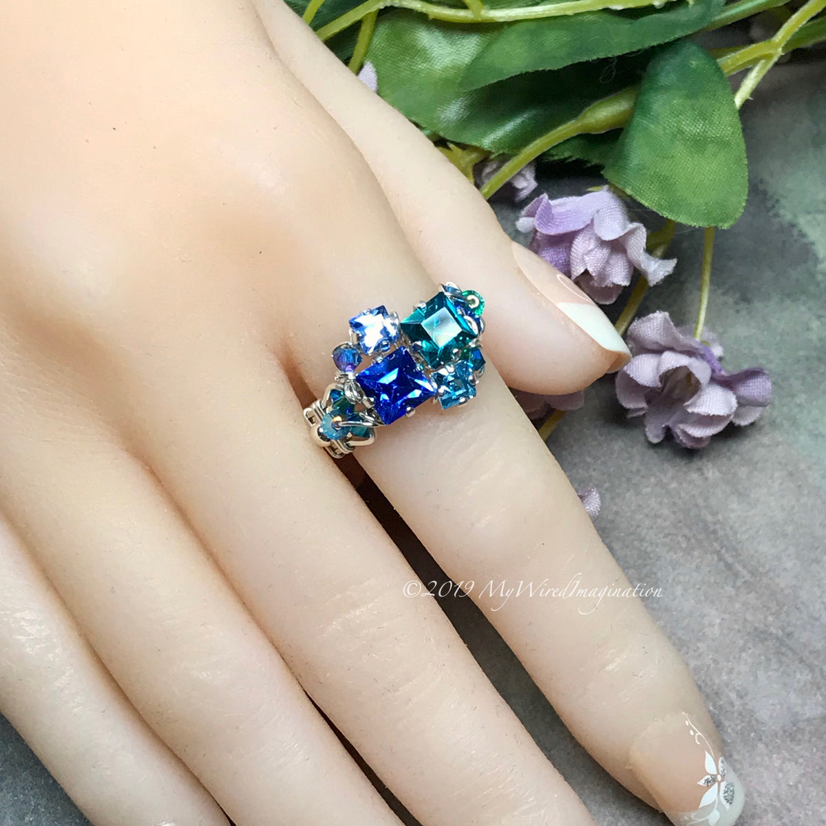 Swarovski blue sale stone ring