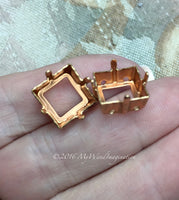 Brass & Silver Plated Sew On Setting, 2 Pieces for 12mm 4400 or 4410 Squares