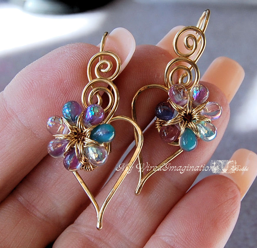 Charming Hearts Earrings, DIY Wire Wrap Earring Tutorial