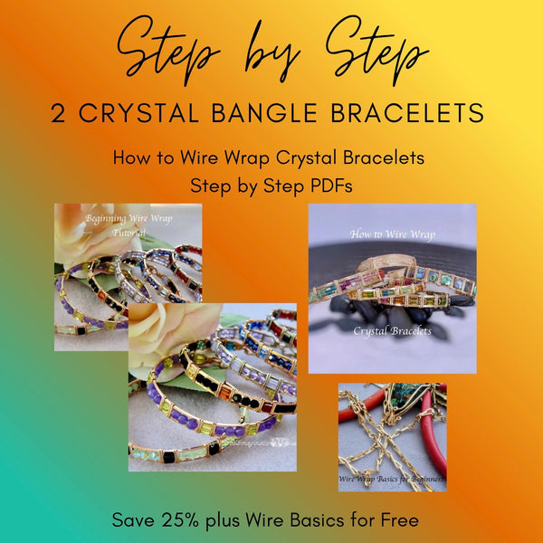 2 Crystal Bangle Bracelet Wire Wrap Tutorials: Step-by-Step Instructions