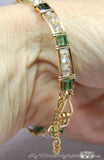 Sparkling Swarovski Crystal AB and Green, Wire Wrapped Bangle Bracelet in 14k GF, Size 7