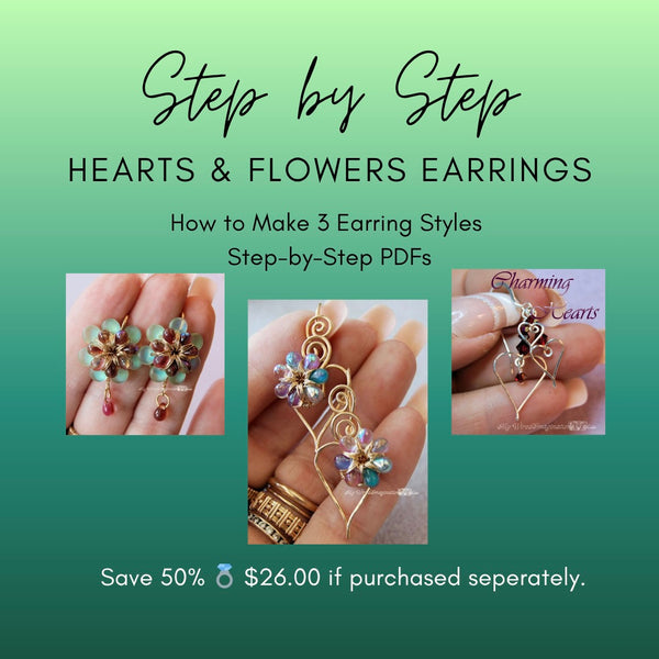 How to Make Hearts and Flowers Earrings, 3 Earring Tutorials Save 50%