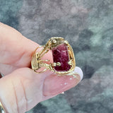 Vintage Watermelon Tourmaline Ring in 14K Gold-Filled (US Size 8, c. 1999)