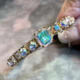 Crystal AB 12x10mm Swarovski Crystal Rhinestone, 4610 Octagon, With Setting
