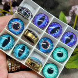 18mm Glass Eyes in Bezel Settings – Cat Eye & Round Pupil Craft Supplies for Polymer Clay, Jewelry & Doll Making