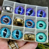 18mm Glass Eyes in Bezel Settings – Cat Eye & Round Pupil Craft Supplies for Polymer Clay, Jewelry & Doll Making