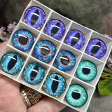 18mm Glass Eyes in Bezel Settings – Cat Eye & Round Pupil Craft Supplies for Polymer Clay, Jewelry & Doll Making