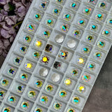 7mm 1098 Swarovski Crystal AB, 4 Pcs 34ss Crystal-Rhinestone with Settings