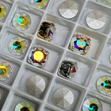7mm 1098 Swarovski Crystal AB, 4 Pcs 34ss Crystal-Rhinestone with Settings