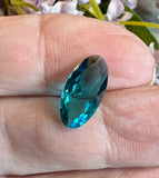 Blue Zircon, Rare Vintage Swarovski 14x7mm Rounded Navette, With Setting