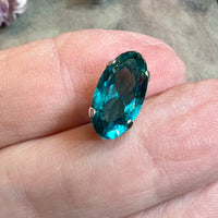 Blue Zircon, Rare Vintage Swarovski 14x7mm Rounded Navette, With Setting