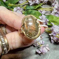 Men's Labradorite Ring, 14K GF, One Of A Kind, US Size 13