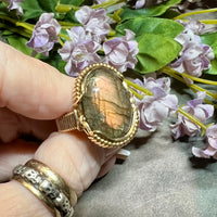 Men's Labradorite Ring, 14K GF, One Of A Kind, US Size 13