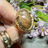 Men's Labradorite Ring, 14K GF, One Of A Kind, US Size 13