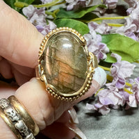 Men's Labradorite Ring, 14K GF, One Of A Kind, US Size 13