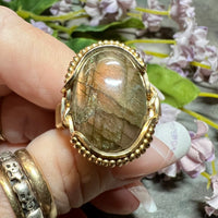 Men's Labradorite Ring, 14K GF, One Of A Kind, US Size 13