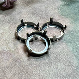 14mm Rivoli Settings, 3pcs Antique Silver or Bronze Plated Settings, for Swarovski 1122 Rivoli, Empty Settings