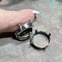 14mm Rivoli Settings, 3pcs Antique Silver or Bronze Plated Settings, for Swarovski 1122 Rivoli, Empty Settings