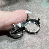 14mm Rivoli Settings, 3pcs Antique Silver or Bronze Plated Settings, for Swarovski 1122 Rivoli, Empty Settings