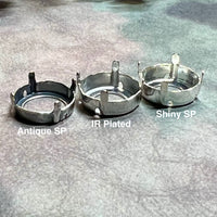 14mm 1122 Rivoli Silver or Imitation Rhodium Plated Sew On Settings for Swarovski Crystal Nickel Free