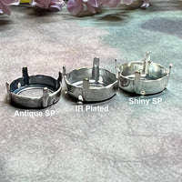 14mm 1122 Rivoli Silver or Imitation Rhodium Plated Sew On Settings for Swarovski Crystal Nickel Free
