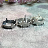 14mm 1122 Rivoli Silver or Imitation Rhodium Plated Sew On Settings for Swarovski Crystal Nickel Free