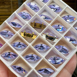 Vintage Swarovski, Alexandrite Color Change Crystal, 15x7mm Navette