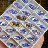 Vintage Swarovski, Alexandrite Color Change Crystal, 15x7mm Navette