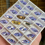 Vintage Swarovski, Alexandrite Color Change Crystal, 15x7mm Navette