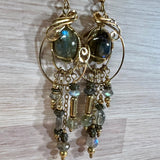One of a Kind, Handmade Earrings, Long Dangle Labradorite Earrings in 14K GF
