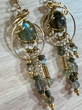 One of a Kind, Handmade Earrings, Long Dangle Labradorite Earrings in 14K GF