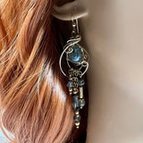 One of a Kind, Handmade Earrings, Long Dangle Labradorite Earrings in 14K GF