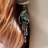 One of a Kind, Handmade Earrings, Long Dangle Labradorite Earrings in 14K GF