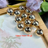 14K Gold Filled Round Beads-Spacers, 8mm & 7mm, 6 or 12 pc lots, Jewelry Destash