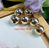 14K Gold Filled Round Beads-Spacers, 8mm & 7mm, 6 or 12 pc lots, Jewelry Destash