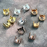 6mm Rhinestone Settings, SP, GP, Red Brass, and New AC-Plated, for 29ss to 31ss Crystals