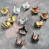 6mm Rhinestone Settings, SP, GP, Red Brass, and New AC-Plated, for 29ss to 31ss Crystals