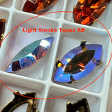 Vintage Swarovski, Czech or West German Rhinestone, 15x7mm Navette-Marquise With Setting