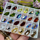 Vintage Swarovski, Czech or West German Rhinestone, 15x7mm Navette-Marquise With Setting