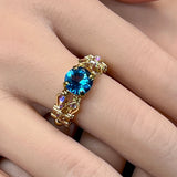 December Birthstone Ring, Unique Blue Zircon Engagement Ring, Handmade London Blue Gemstone Solitaire