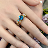 December Birthstone Ring, Unique Blue Zircon Engagement Ring, Handmade London Blue Gemstone Solitaire