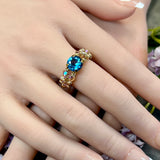 December Birthstone Ring, Unique Blue Zircon Engagement Ring, Handmade London Blue Gemstone Solitaire