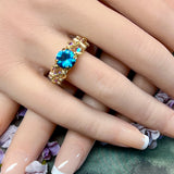 December Birthstone Ring, Unique Blue Zircon Engagement Ring, Handmade London Blue Gemstone Solitaire