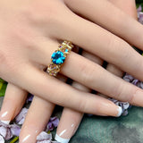 December Birthstone Ring, Unique Blue Zircon Engagement Ring, Handmade London Blue Gemstone Solitaire