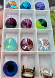 Swarovski Crystal Rhinestone With Setting, 10mm Rivoli 10 Current & Discontinued Colors
