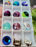Swarovski Crystal Rhinestone With Setting, 10mm Rivoli 10 Current & Discontinued Colors