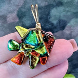 Dicroic Glass Fish, Handmade Pendants, Wire Wrapped in Sterling Silver or 14K GF