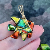 Dicroic Glass Fish, Handmade Pendants, Wire Wrapped in Sterling Silver or 14K GF