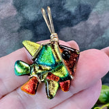 Dicroic Glass Fish, Handmade Pendants, Wire Wrapped in Sterling Silver or 14K GF