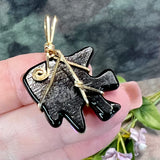 Dicroic Glass Fish, Handmade Pendants, Wire Wrapped in Sterling Silver or 14K GF